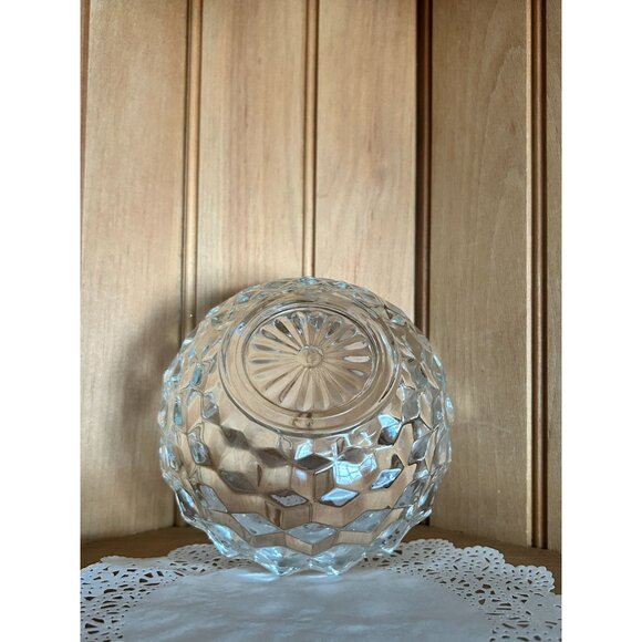 Vintage Fostoria Cubist Clear Glass Bowl Nut Dish Retro Elegant Serving Bowl - Picture 3 of 4